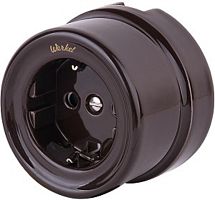 Розетка-ретро с заземлением керамика Werkel Retro 1-м. коричневый картинка